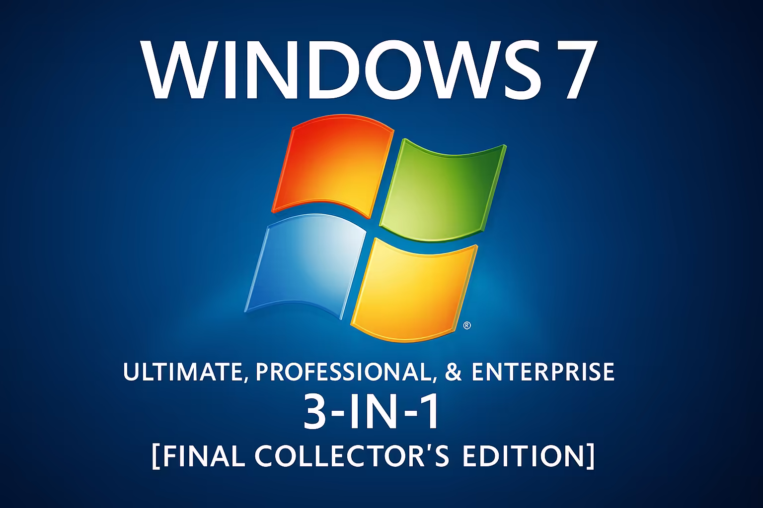 Windows 7 3‑in‑1 ISO (Ultimate/Pro/Ent) – Jun 2025